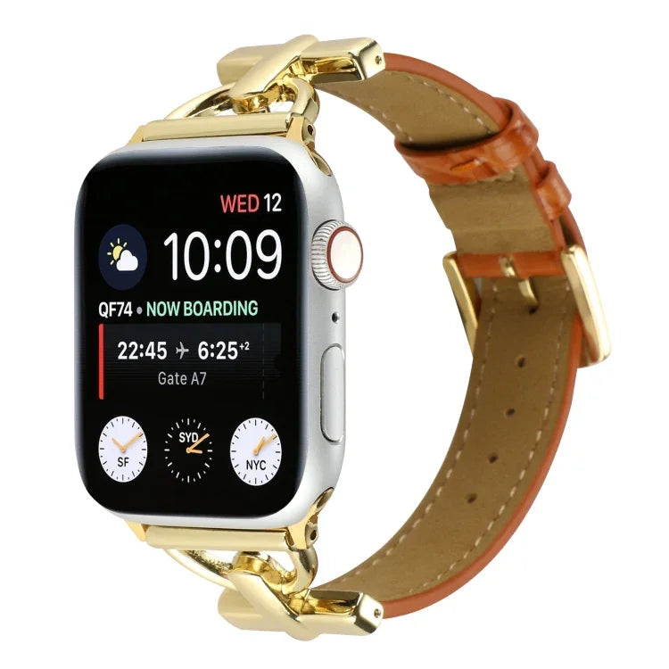 Bracelet de montre en cuir véritable de crocodile avec boucle ardillon en D, pour Apple Watch Series 8&7 45mm, pour Apple Watch Series 8&7 41mm