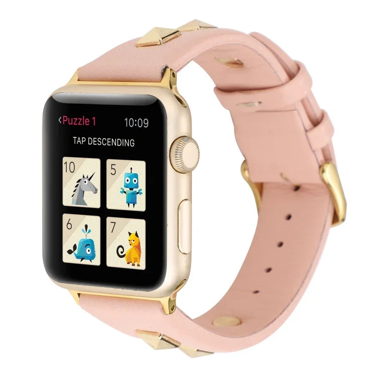 Bracelet de montre en cuir véritable, riveté à une rangée, pour Apple Watch Series 8&7 45mm, pour Apple Watch Series 8&7 41mm