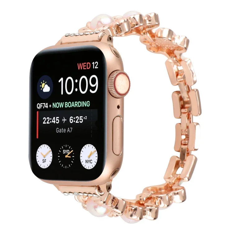 Bracelet de montre en métal fleuri, pour Apple Watch Series 8&7 45 mm, pour Apple Watch Series 8&7 41 mm