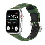 Bracelet de montre en cuir véritable à boucle argentée, Pour Apple Watch Series 8&7 45mm, Pour Apple Watch Series 8&7 41mm