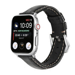 Bracelet de montre en cuir véritable à boucle argentée, Pour Apple Watch Series 8&7 45mm, Pour Apple Watch Series 8&7 41mm