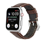 Bracelet de montre en cuir véritable à boucle argentée, Pour Apple Watch Series 8&7 45mm, Pour Apple Watch Series 8&7 41mm