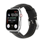 Bracelet de montre en cuir véritable à boucle argentée, Pour Apple Watch Series 8&7 45mm, Pour Apple Watch Series 8&7 41mm