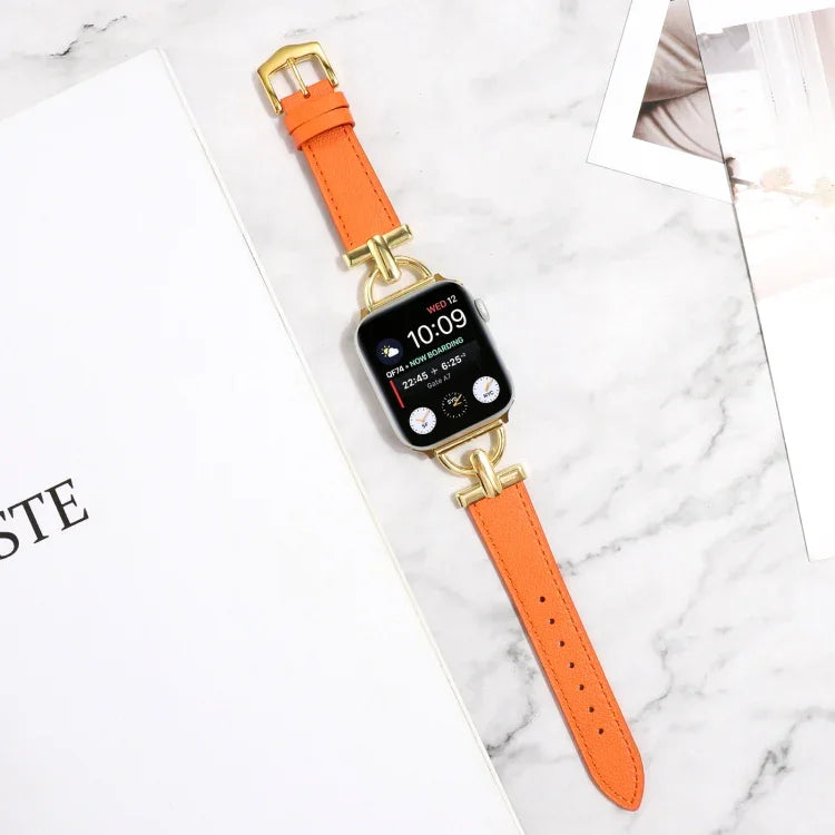 Bracelet de Montre en Cuir Véritable Uni à Boucle Ardillon, pour Apple Watch Series 8&7 45mm, pour Apple Watch Series 8&7 41mm