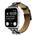 Bracelet de Montre en Cuir Véritable Uni à Boucle Ardillon, pour Apple Watch Series 8&7 45mm, pour Apple Watch Series 8&7 41mm