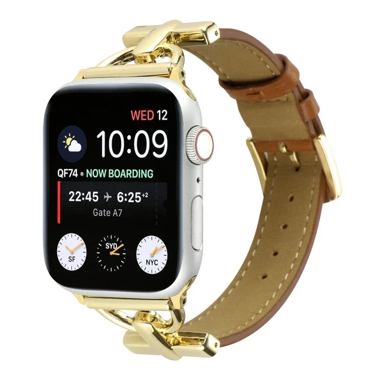 Bracelet de Montre en Cuir Véritable Uni à Boucle Ardillon, pour Apple Watch Series 8&7 45mm, pour Apple Watch Series 8&7 41mm
