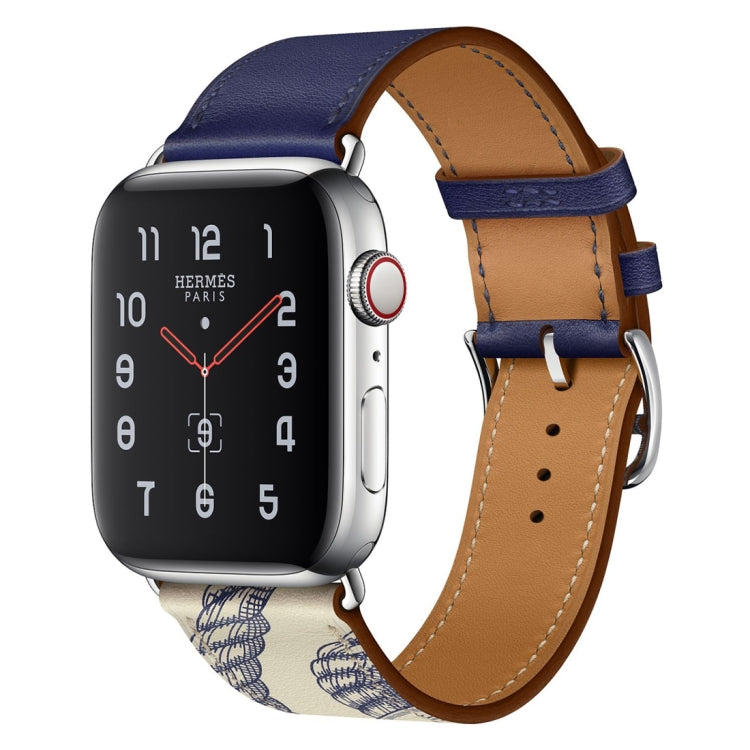Bracelet de Montre en Cuir à Motif Sérigraphié, Pour Apple Watch Series 7 41mm / 6 & SE & 5 & 4 40mm / 3 & 2 & 1 38mm, Pour Apple Watch Series 8&7 41mm / SE 2&6&SE&5&4 40mm / 3&2&1 38mm