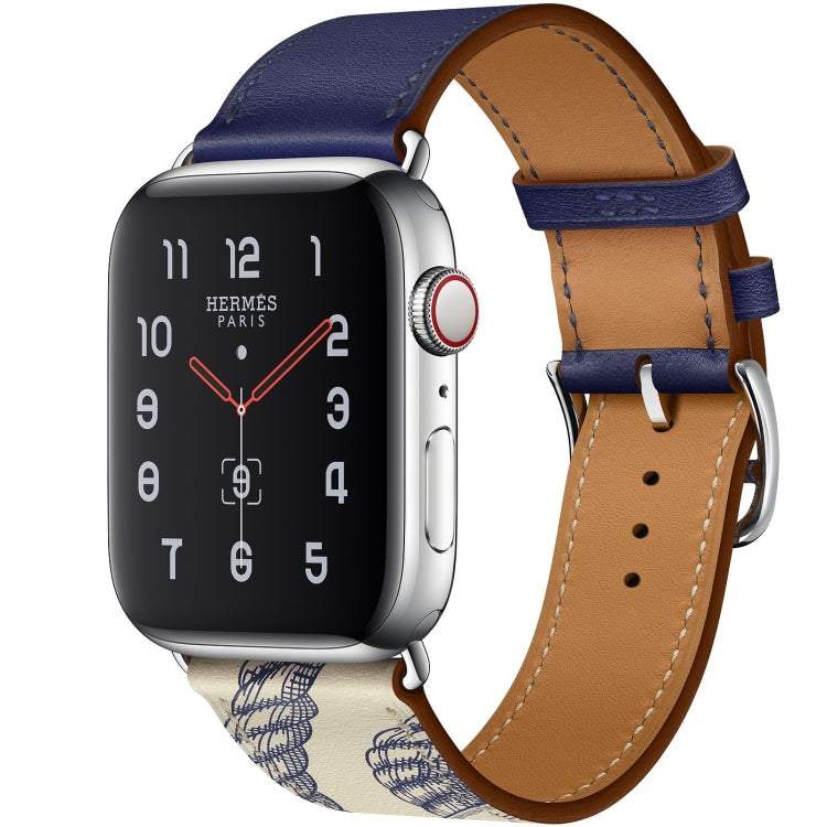 Bracelet de Montre en Cuir à Motif Sérigraphié, Pour Apple Watch Series 7 41mm / 6 & SE & 5 & 4 40mm / 3 & 2 & 1 38mm, Pour Apple Watch Series 8&7 41mm / SE 2&6&SE&5&4 40mm / 3&2&1 38mm