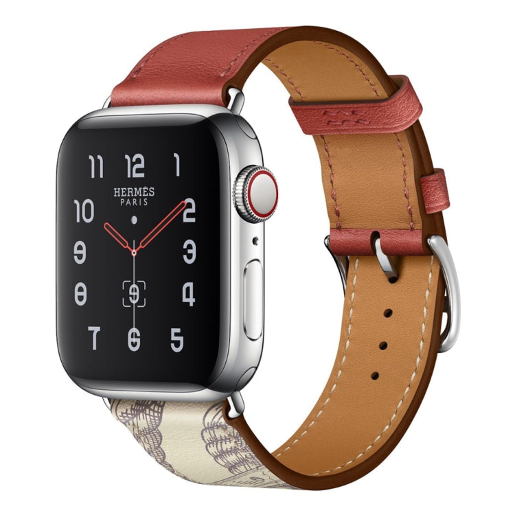 Bracelet de Montre en Cuir à Motif Sérigraphié, Pour Apple Watch Series 7 41mm / 6 & SE & 5 & 4 40mm / 3 & 2 & 1 38mm, Pour Apple Watch Series 8&7 41mm / SE 2&6&SE&5&4 40mm / 3&2&1 38mm