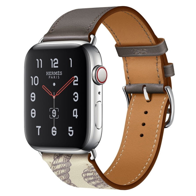 Bracelet de Montre en Cuir à Motif Sérigraphié, Pour Apple Watch Series 7 41mm / 6 & SE & 5 & 4 40mm / 3 & 2 & 1 38mm, Pour Apple Watch Series 8&7 41mm / SE 2&6&SE&5&4 40mm / 3&2&1 38mm