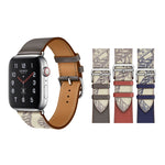 Bracelet de Montre en Cuir à Motif Sérigraphié, Pour Apple Watch Series 7 41mm / 6 & SE & 5 & 4 40mm / 3 & 2 & 1 38mm, Pour Apple Watch Series 8&7 41mm / SE 2&6&SE&5&4 40mm / 3&2&1 38mm
