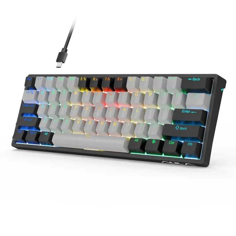 Clavier mécanique filaire AULA F3261 Type-C, 61 touches, RGB, touches échangeables à chaud