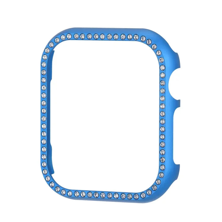 Boîtier de protection en alliage d'aluminium avec strass pour Apple Watch Series 9 / 8 / 7 45mm, pour Apple Watch Series SE 2025&SE 2&6&SE&5&4 44mm, pour Apple Watch Series 3&2&1 42mm, pour Apple Watch Series 9 / 8 / 7 41mm