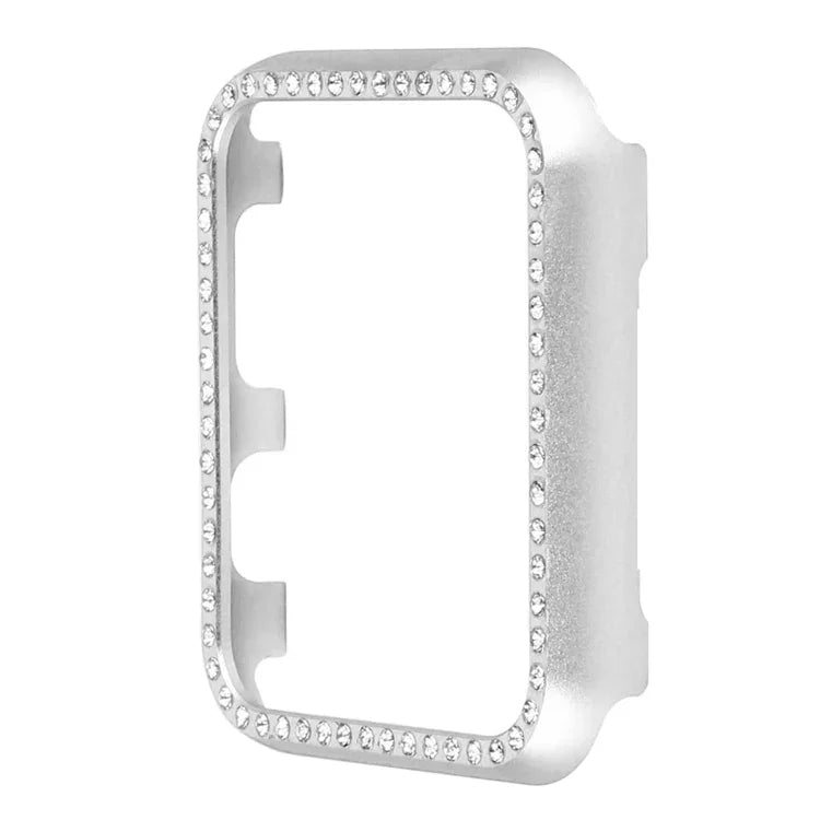 Boîtier de protection en alliage d'aluminium avec strass pour Apple Watch Series 9 / 8 / 7 45mm, pour Apple Watch Series SE 2025&SE 2&6&SE&5&4 44mm, pour Apple Watch Series 3&2&1 42mm, pour Apple Watch Series 9 / 8 / 7 41mm
