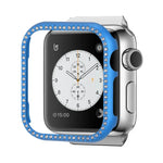 Boîtier de protection en alliage d'aluminium avec strass pour Apple Watch Series 9 / 8 / 7 45mm, pour Apple Watch Series SE 2025&SE 2&6&SE&5&4 44mm, pour Apple Watch Series 3&2&1 42mm, pour Apple Watch Series 9 / 8 / 7 41mm