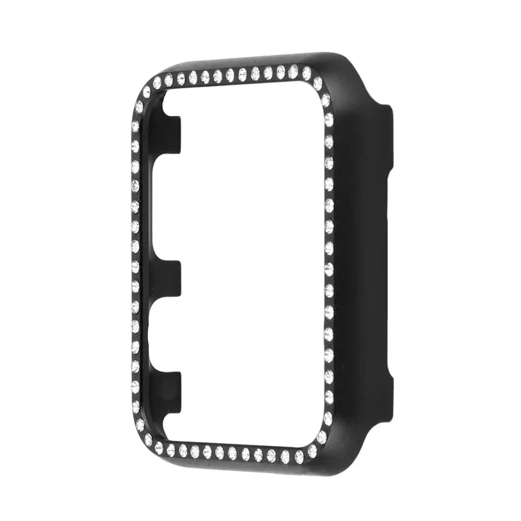 Boîtier de protection en alliage d'aluminium avec strass pour Apple Watch Series 9 / 8 / 7 45mm, pour Apple Watch Series SE 2025&SE 2&6&SE&5&4 44mm, pour Apple Watch Series 3&2&1 42mm, pour Apple Watch Series 9 / 8 / 7 41mm