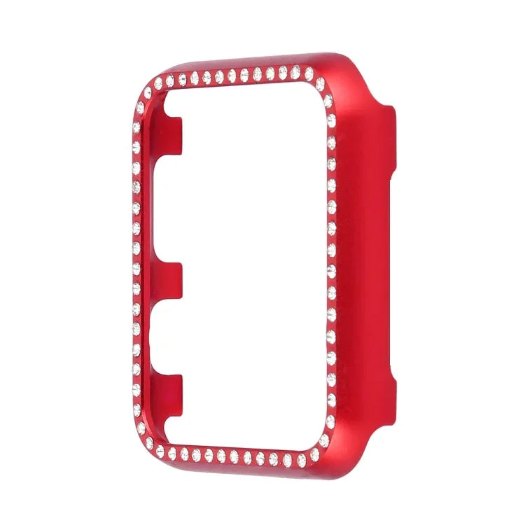 Boîtier de protection en alliage d'aluminium avec strass pour Apple Watch Series 9 / 8 / 7 45mm, pour Apple Watch Series SE 2025&SE 2&6&SE&5&4 44mm, pour Apple Watch Series 3&2&1 42mm, pour Apple Watch Series 9 / 8 / 7 41mm