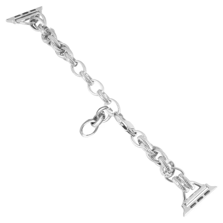 Bracelet de montre à maillons torsadés en métal ondulé, Pour Apple Watch Ultra 49mm / Series 8&7 45mm / SE 2&6&SE&5&4 44mm / 3&2&1 42mm, Pour Apple Watch Series 8&7 41mm / SE 2&6&SE&5&4 40mm / 3&2&1 38mm