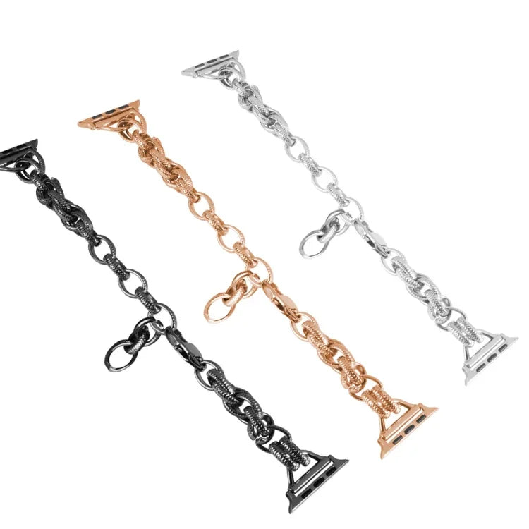 Bracelet de montre à maillons torsadés en métal ondulé, Pour Apple Watch Ultra 49mm / Series 8&7 45mm / SE 2&6&SE&5&4 44mm / 3&2&1 42mm, Pour Apple Watch Series 8&7 41mm / SE 2&6&SE&5&4 40mm / 3&2&1 38mm