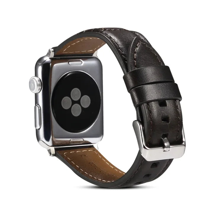 Bracelet de montre en cuir véritable huilé, pour Apple Watch Ultra 49 mm / Series 8&7 45 mm / SE 2&6&SE&5&4 44 mm / 3&2&1 42 mm, pour Apple Watch Series 8&7 41 mm / SE 2&6&SE&5&4 40 mm / 3&2&1 38 mm