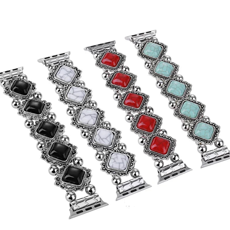 Bracelet de montre en métal rétro en pierre de pin, pour Apple Watch Ultra 49 mm / Series 8&7 45 mm / SE 2&6&SE&5&4 44 mm / 3&2&1 42 mm, pour Apple Watch Series 8&7 41 mm / SE 2&6&SE&5&4 40 mm / 3&2&1 38 mm