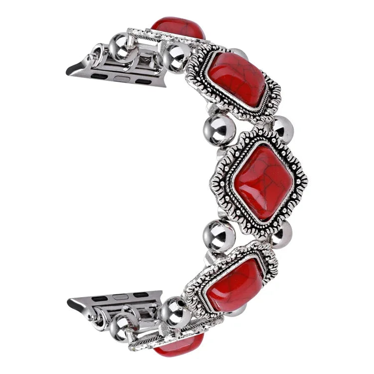 Bracelet de montre en métal rétro en pierre de pin, pour Apple Watch Ultra 49 mm / Series 8&7 45 mm / SE 2&6&SE&5&4 44 mm / 3&2&1 42 mm, pour Apple Watch Series 8&7 41 mm / SE 2&6&SE&5&4 40 mm / 3&2&1 38 mm