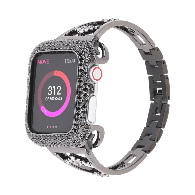 Bracelet de Montre en Cuivre Métallique Zircon, Pour Apple Watch Ultra 49mm / Series 8&7 45mm / SE 2&6&SE&5&4 44mm / 3&2&1 42mm, Pour Apple Watch Series 8&7 41mm / SE 2&6&SE&5&4 40mm / 3&2&1 38mm