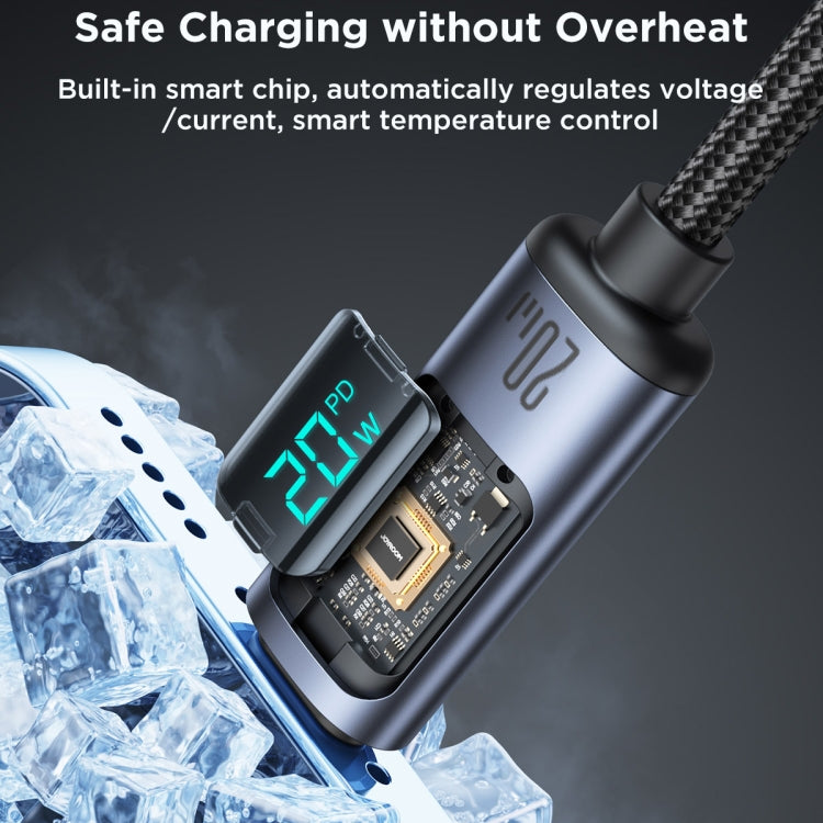 Câble de charge rapide et transfert de données JOYROOM S-CL020A16 20W USB-C / Type-C vers 8 broches avec affichage numérique, Type-C vers 8 broches