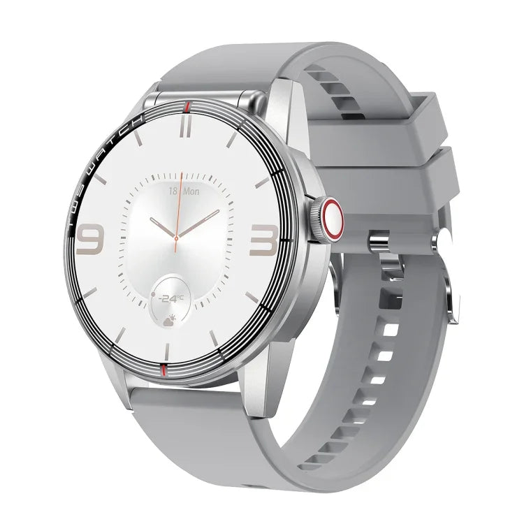 Montre connectée R6 avec écran rond de 1,32 pouce, écouteurs Bluetooth intégrés, appels Bluetooth et suivi de santé.