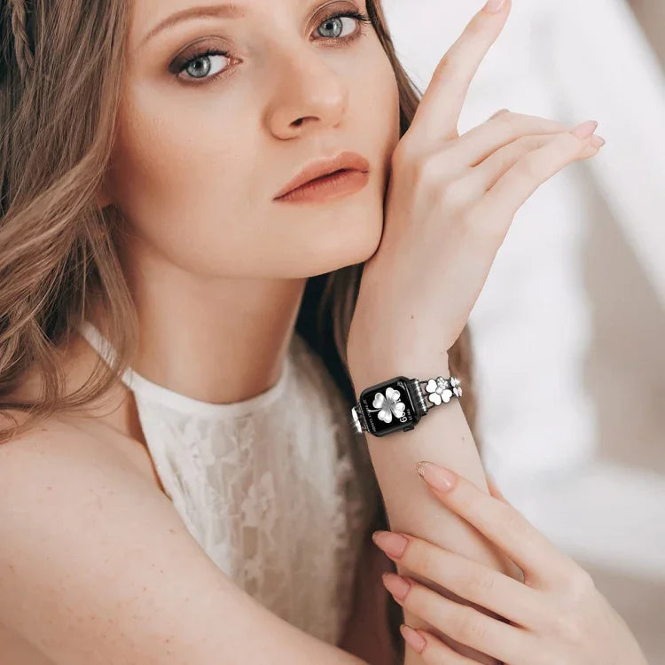Bracelet de montre diamant Pétale Métal, Pour Apple Watch 3 38mm, Pour Apple Watch 9 45mm, Pour Apple Watch 3 42mm, Pour Apple Watch 2 38mm, Pour Apple Watch 2 42mm, Pour Apple Watch 38mm, Pour Apple Watch 42mm, Pour Apple Watch 9 41mm