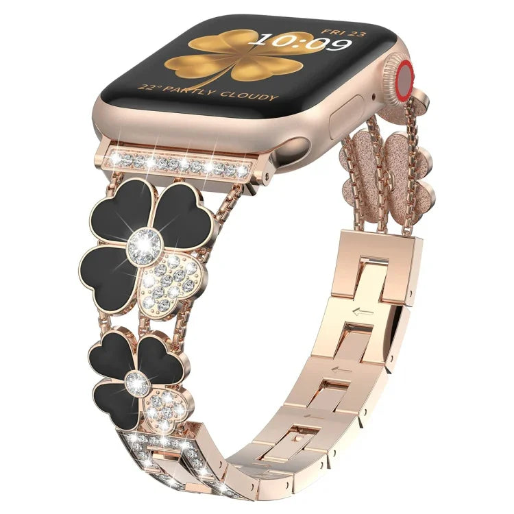 Bracelet de montre diamant Pétale Métal, Pour Apple Watch 3 38mm, Pour Apple Watch 9 45mm, Pour Apple Watch 3 42mm, Pour Apple Watch 2 38mm, Pour Apple Watch 2 42mm, Pour Apple Watch 38mm, Pour Apple Watch 42mm, Pour Apple Watch 9 41mm