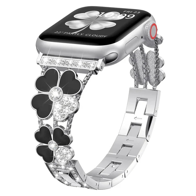 Bracelet de montre diamant Pétale Métal, Pour Apple Watch 3 38mm, Pour Apple Watch 9 45mm, Pour Apple Watch 3 42mm, Pour Apple Watch 2 38mm, Pour Apple Watch 2 42mm, Pour Apple Watch 38mm, Pour Apple Watch 42mm, Pour Apple Watch 9 41mm