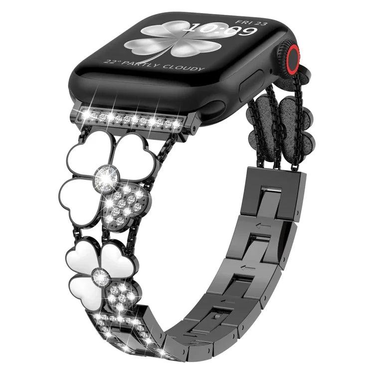 Bracelet de montre diamant Pétale Métal, Pour Apple Watch 3 38mm, Pour Apple Watch 9 45mm, Pour Apple Watch 3 42mm, Pour Apple Watch 2 38mm, Pour Apple Watch 2 42mm, Pour Apple Watch 38mm, Pour Apple Watch 42mm, Pour Apple Watch 9 41mm