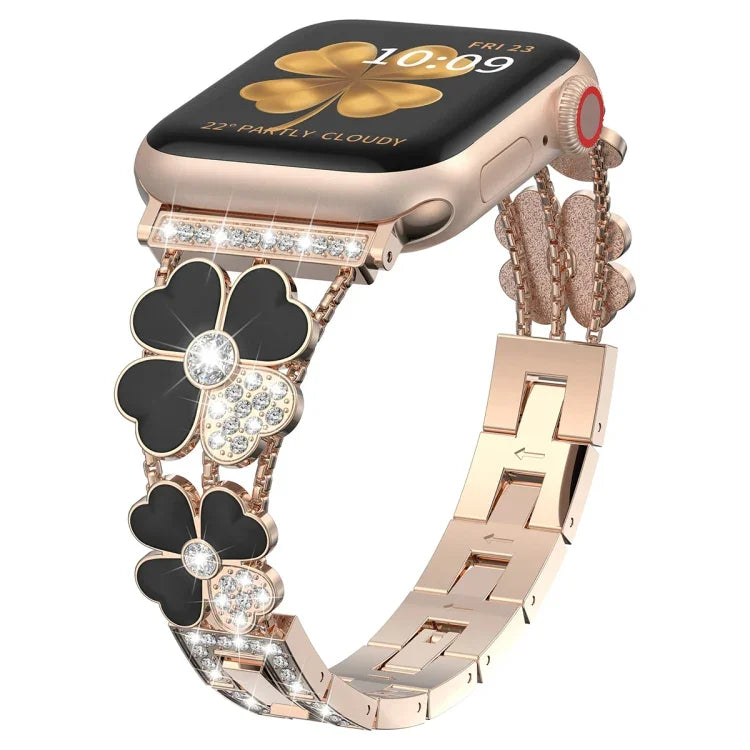 Bracelet de montre diamant Pétale Métal, Pour Apple Watch 3 38mm, Pour Apple Watch 9 45mm, Pour Apple Watch 3 42mm, Pour Apple Watch 2 38mm, Pour Apple Watch 2 42mm, Pour Apple Watch 38mm, Pour Apple Watch 42mm, Pour Apple Watch 9 41mm