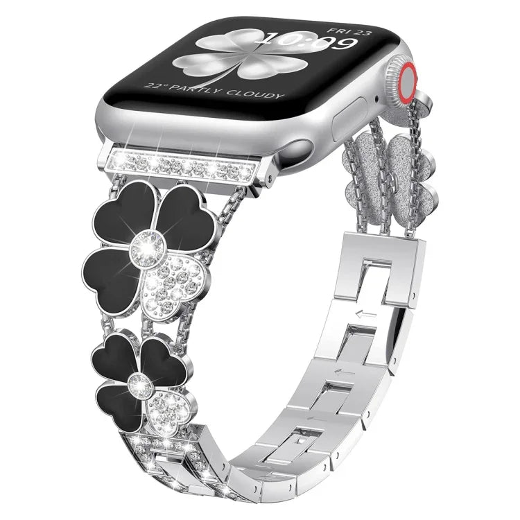 Bracelet de montre diamant Pétale Métal, Pour Apple Watch 3 38mm, Pour Apple Watch 9 45mm, Pour Apple Watch 3 42mm, Pour Apple Watch 2 38mm, Pour Apple Watch 2 42mm, Pour Apple Watch 38mm, Pour Apple Watch 42mm, Pour Apple Watch 9 41mm