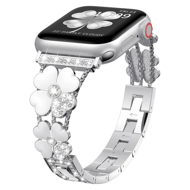 Bracelet de montre diamant Pétale Métal, Pour Apple Watch 3 38mm, Pour Apple Watch 9 45mm, Pour Apple Watch 3 42mm, Pour Apple Watch 2 38mm, Pour Apple Watch 2 42mm, Pour Apple Watch 38mm, Pour Apple Watch 42mm, Pour Apple Watch 9 41mm