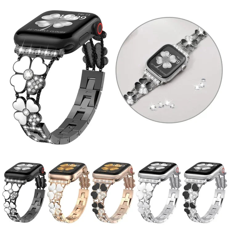 Bracelet de montre diamant Pétale Métal, Pour Apple Watch 3 38mm, Pour Apple Watch 9 45mm, Pour Apple Watch 3 42mm, Pour Apple Watch 2 38mm, Pour Apple Watch 2 42mm, Pour Apple Watch 38mm, Pour Apple Watch 42mm, Pour Apple Watch 9 41mm