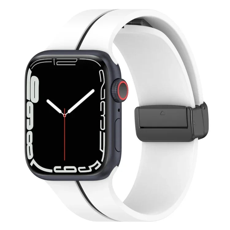 Bracelet de montre en silicone avec boucle déployante bicolore, pour Apple Watch 9 45 mm, pour Apple Watch 9 41 mm