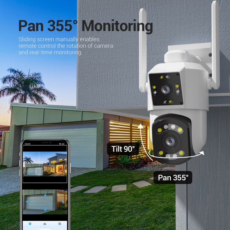 ESCAM PT210 2x3MP Caméra WiFi double objectif double écran supporte la voix bidirectionnelle, la détection de mouvement et le stockage cloud, PT210