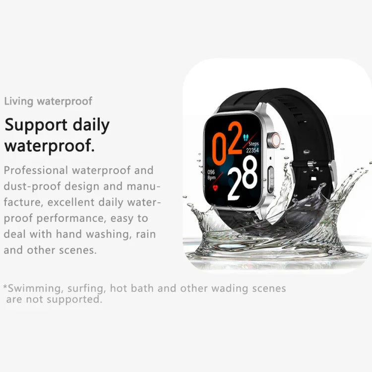 Montre connectée GT22 avec écran TFT de 1,85 pouce, bracelet en silicone, compatible avec les appels Bluetooth, mesure de l'oxygène sanguin, de la température corporelle, des arythmies et de la fréquence cardiaque.