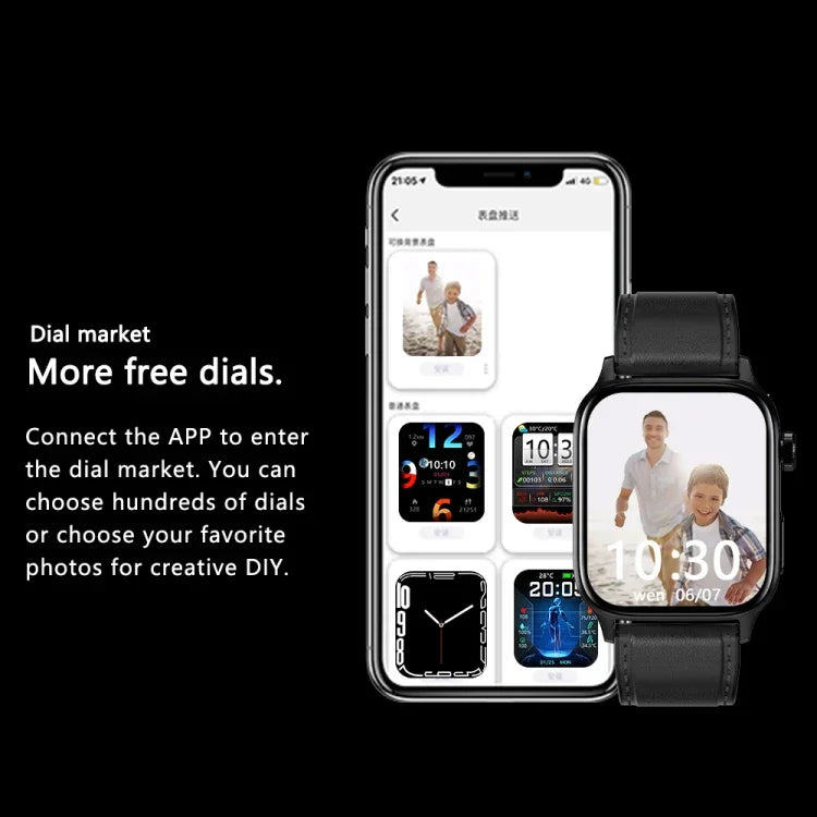 Montre connectée GT22 avec écran TFT de 1,85 pouce, bracelet en silicone, compatible avec les appels Bluetooth, mesure de l'oxygène sanguin, de la température corporelle, des arythmies et de la fréquence cardiaque.