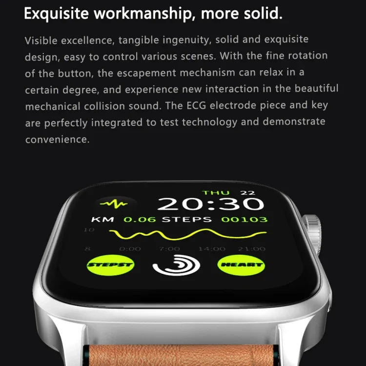 Montre connectée GT22 avec écran TFT de 1,85 pouce, bracelet en silicone, compatible avec les appels Bluetooth, mesure de l'oxygène sanguin, de la température corporelle, des arythmies et de la fréquence cardiaque.