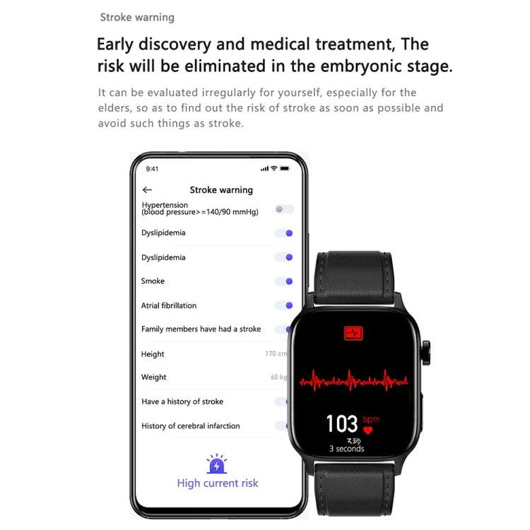 Montre connectée GT22 avec écran TFT de 1,85 pouce, bracelet en silicone, compatible avec les appels Bluetooth, mesure de l'oxygène sanguin, de la température corporelle, des arythmies et de la fréquence cardiaque.