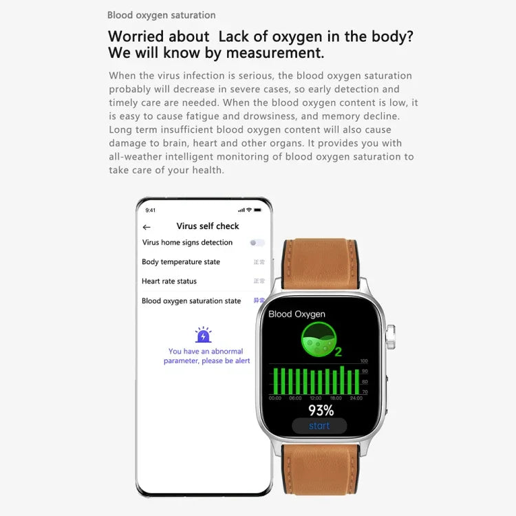 Montre connectée GT22 avec écran TFT de 1,85 pouce, bracelet en silicone, compatible avec les appels Bluetooth, mesure de l'oxygène sanguin, de la température corporelle, des arythmies et de la fréquence cardiaque.