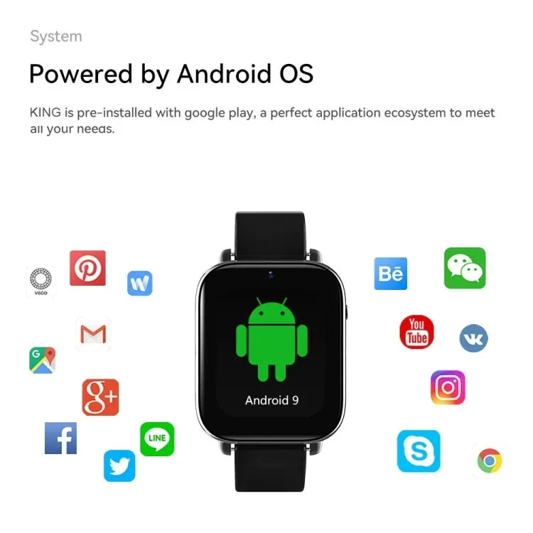 Montre connectée Z20 1,75 pouce 4G LTE sous Android 9, 4 Go + 128 Go