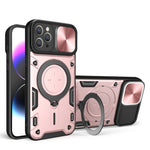 Coque de téléphone à texture CD avec support magnétique coulissant Camshield, pour iPhone 11, iPhone 11 Pro