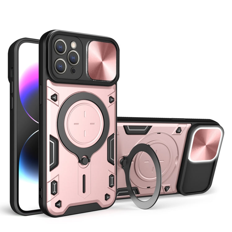 Coque de téléphone à texture CD avec support magnétique coulissant Camshield, pour iPhone 11, iPhone 11 Pro