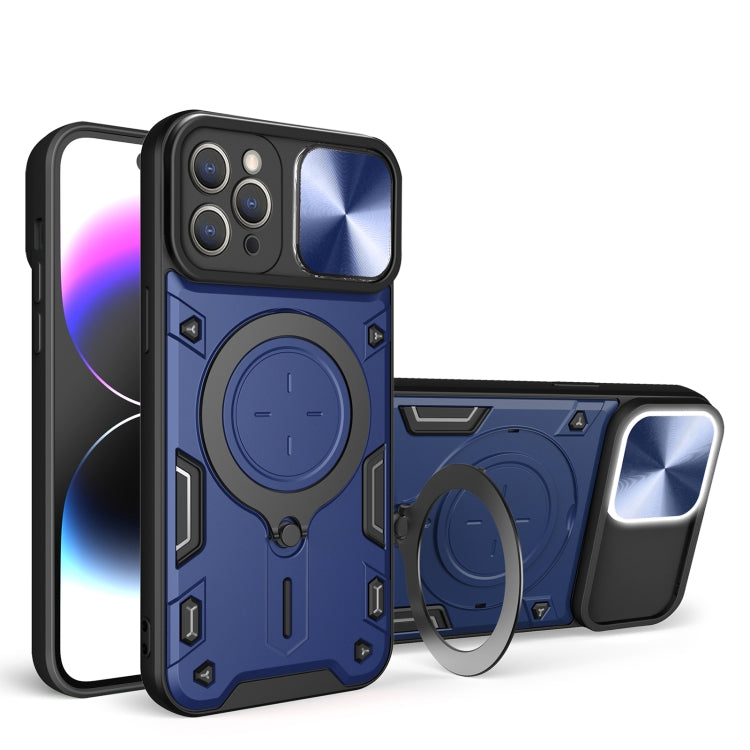 Coque de téléphone à texture CD avec support magnétique coulissant Camshield, pour iPhone 11, iPhone 11 Pro