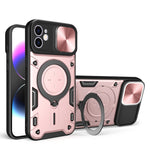 Coque de téléphone à texture CD avec support magnétique coulissant Camshield, pour iPhone 11, iPhone 11 Pro