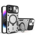Coque de téléphone à texture CD avec support magnétique coulissant Camshield, pour iPhone 11, iPhone 11 Pro